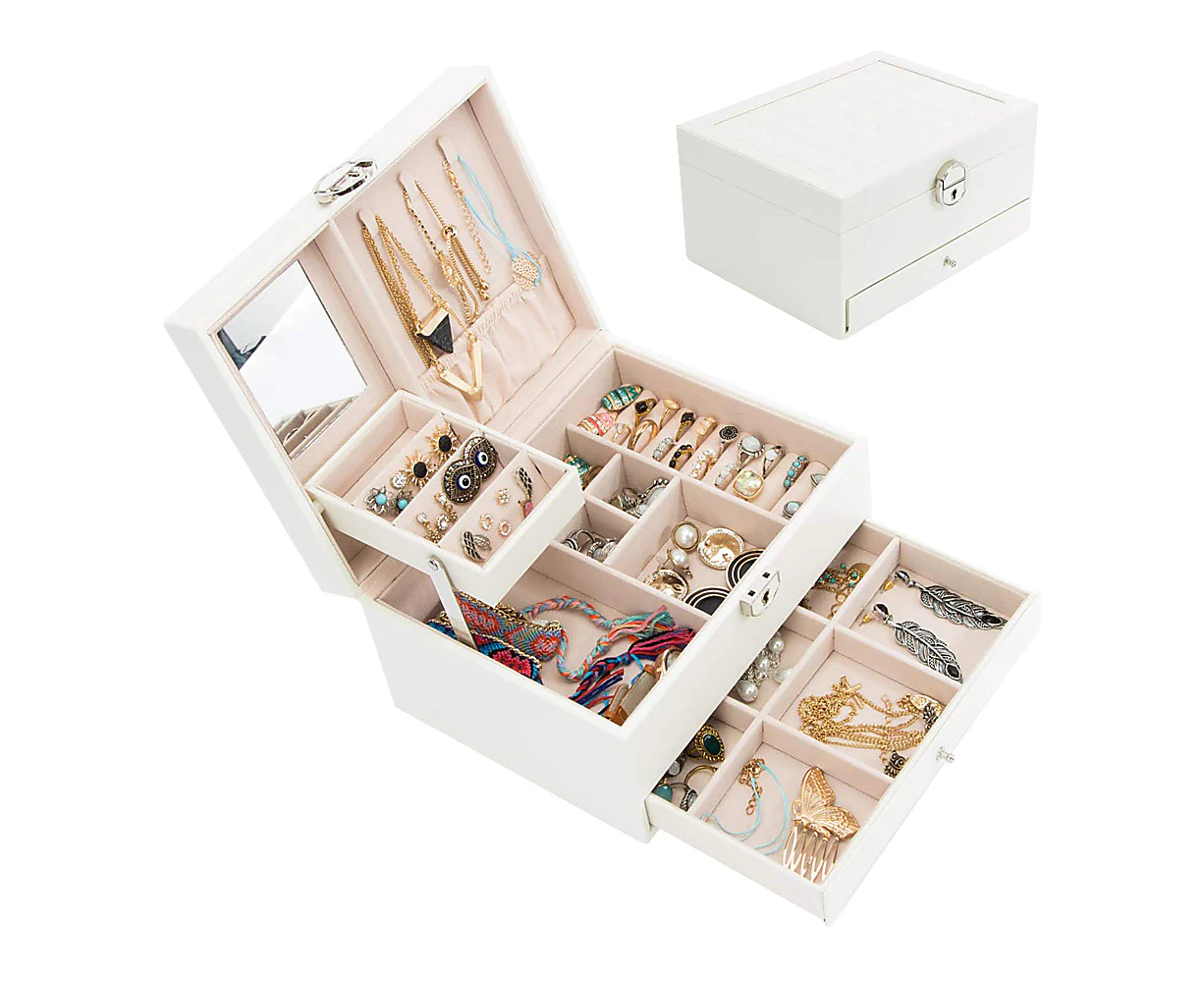 Jewellery Storage Box Girls Rings Necklaces Display Organiser Storage Case