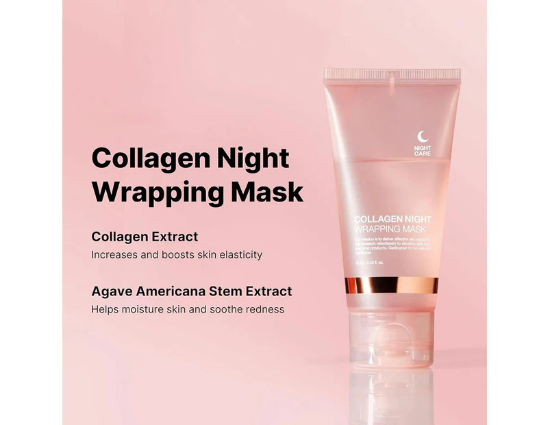 Collagen Night Wrapping Mask Wrap Firming,Brightening,Removes Blackheads Reduces Sagging & Dullness - Hydrolyzed Collagen For Glowing Skin