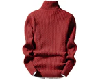 Mens Turtle Neck Cable Knitted Roll Up Jumper Polo Sweater Pullover Top Autumn Winter