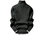 Mens Turtle Neck Cable Knitted Roll Up Jumper Polo Sweater Pullover Top Autumn Winter