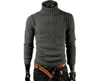 Men Cable Knitted Sweater Polo Roll Turtleneck Pullover Sweatshirt Jumper Top Slim Winter