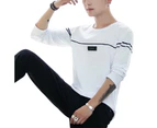 Mens Long Sleeve Round Neck T-Shirt Top Basic Tee Shirt Casual Spring Autumn