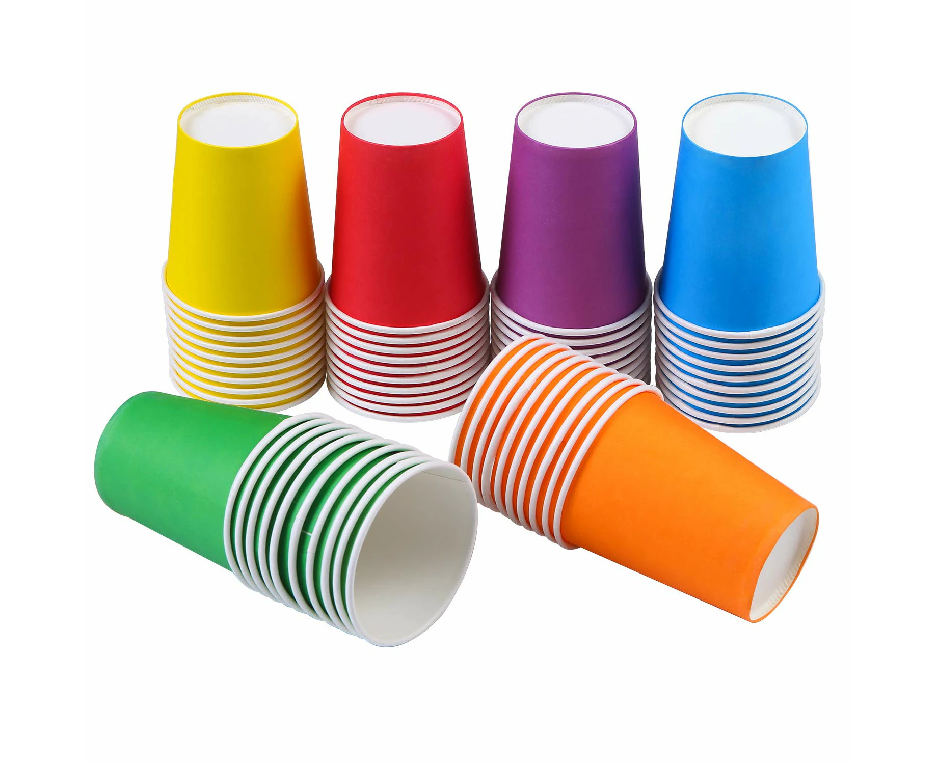 WSECOMM 60 Pieces 9 Ounce Disposable Paper Cups Party Cups Drinking Cups for Party, DIY and Holiday, 6 Colors