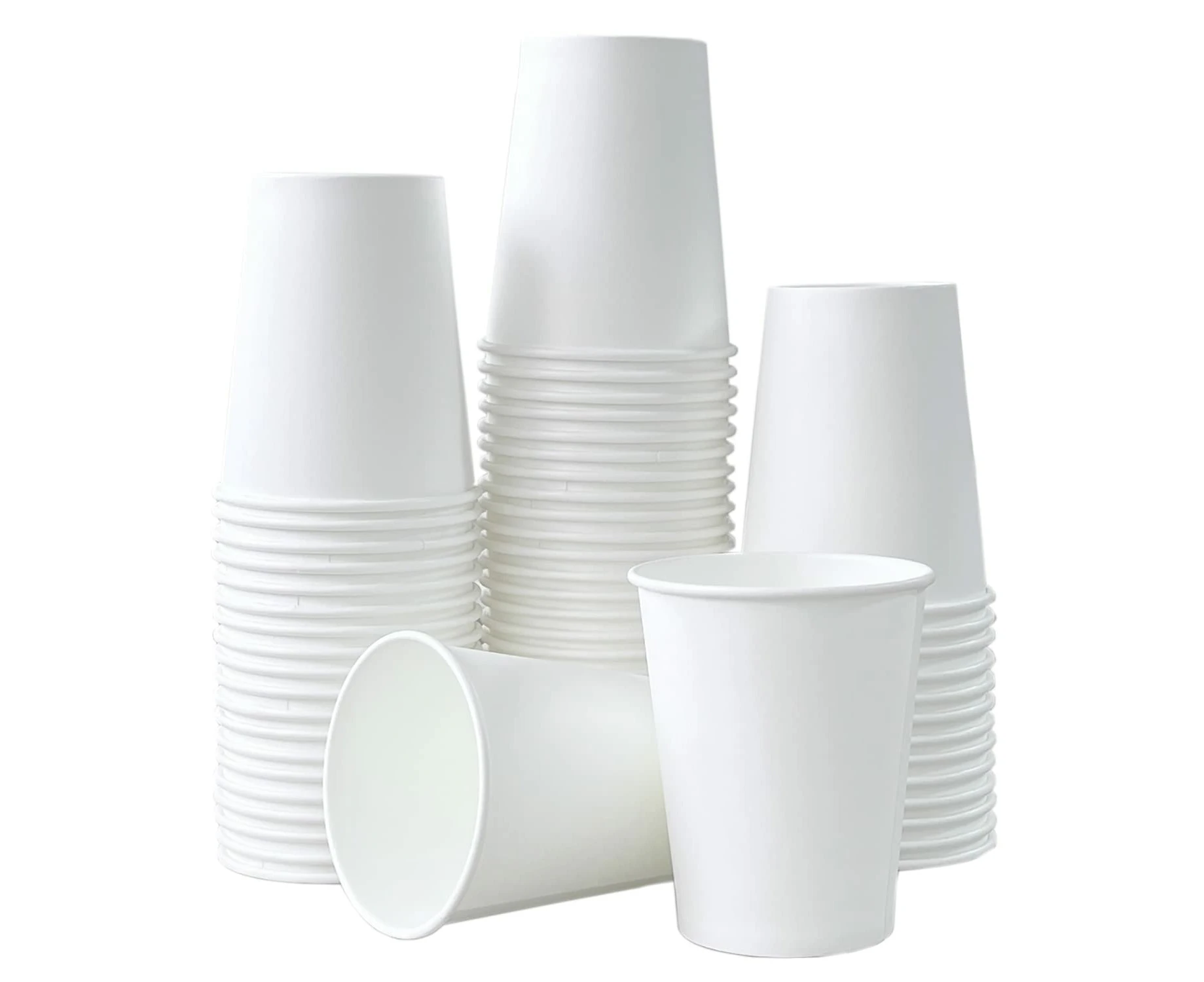 WSECOMM Disposable Paper Cups,60pcs Paper Cups For DIY Wedding Party Picnic BBQ Travel and Event 8OZ（White）