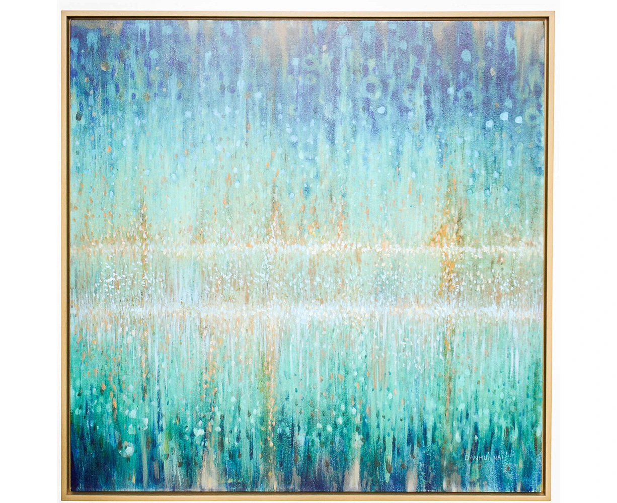 LVD Framed Canvas Rain Aqua Decorative Wall Art Home/Office Decor 100x100cm