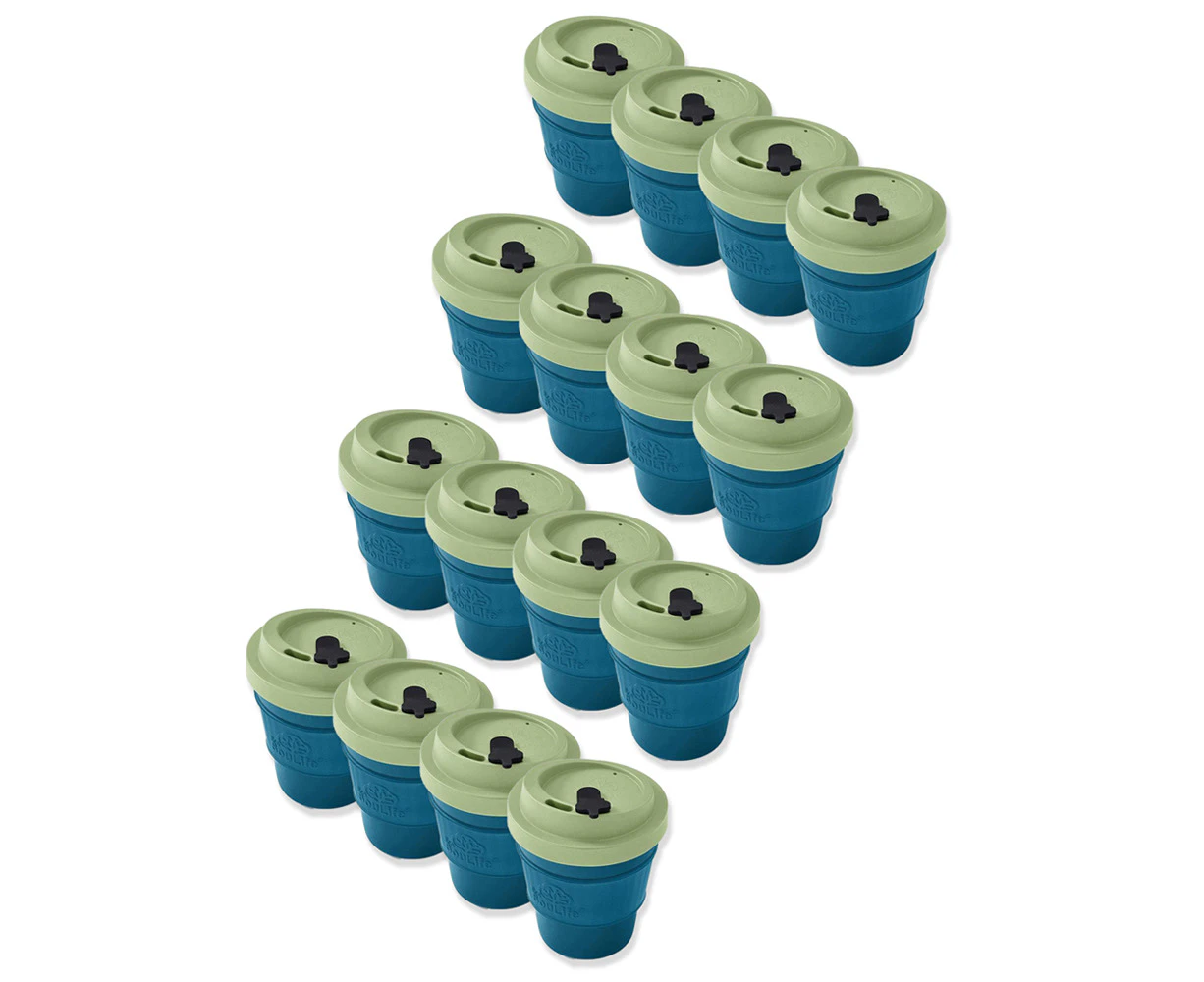 4x 4PK EcoSouLife Reusable All Natural Coffee/Tea Drink Cup 350ml Lime/Turquoise