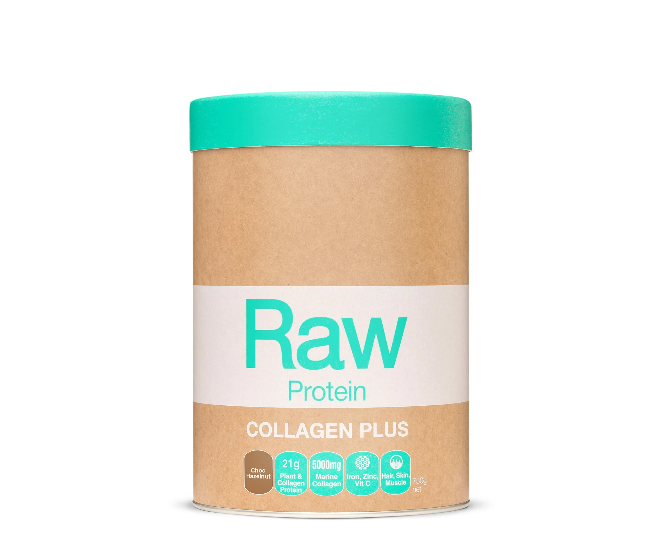 Amazonia Raw Protein Collagen Plus Choc Hazelnut 750g - Plant based protein and collagen all-in-one