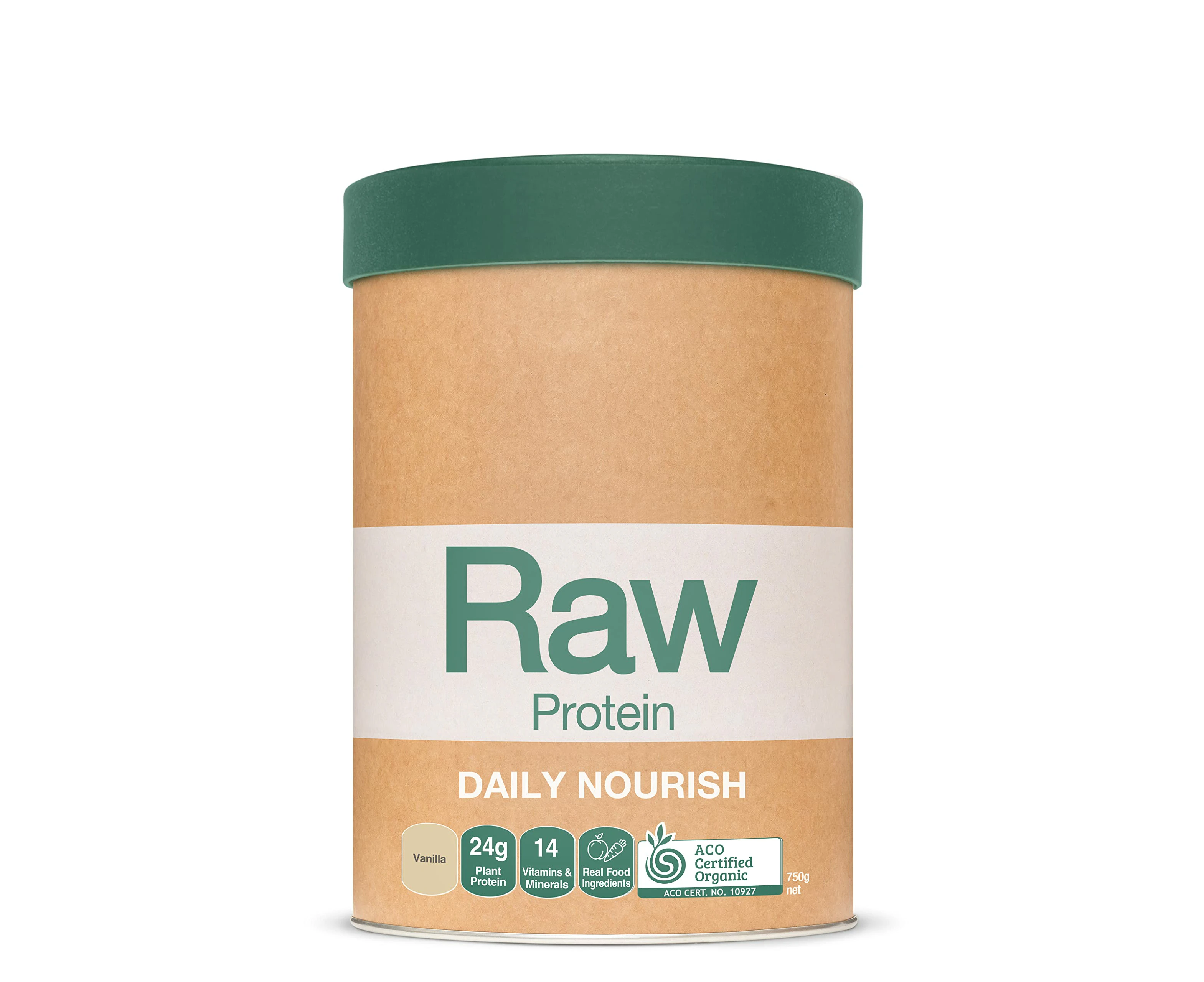 Amazonia Raw Protein Daily Nourish Vanilla 750g - ACO certified organic, plant based protein, multivitamin