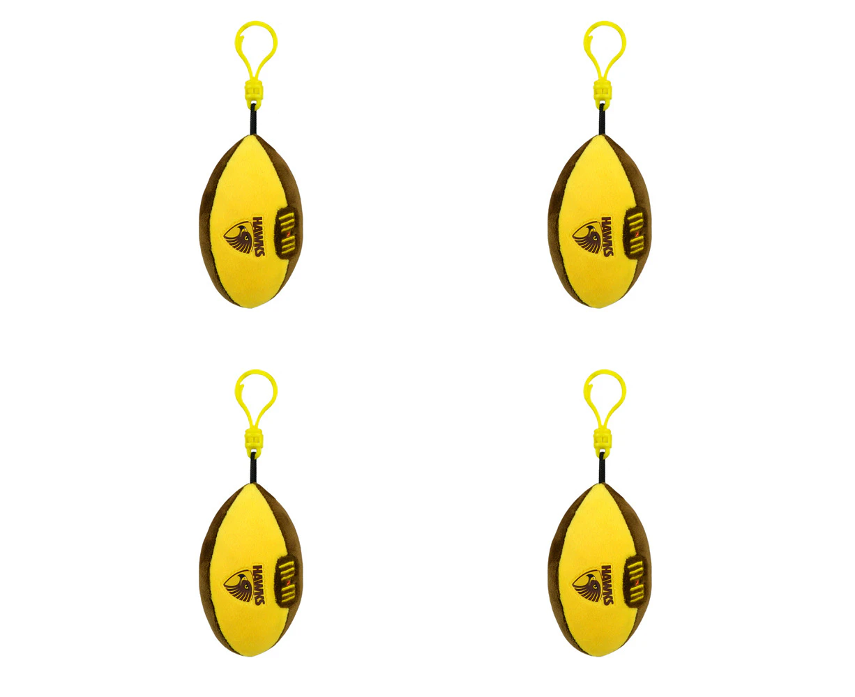 4x AFL Hawthorn Footy Sports Keyclip Accessory Bag Keychain Merchandise 10cm