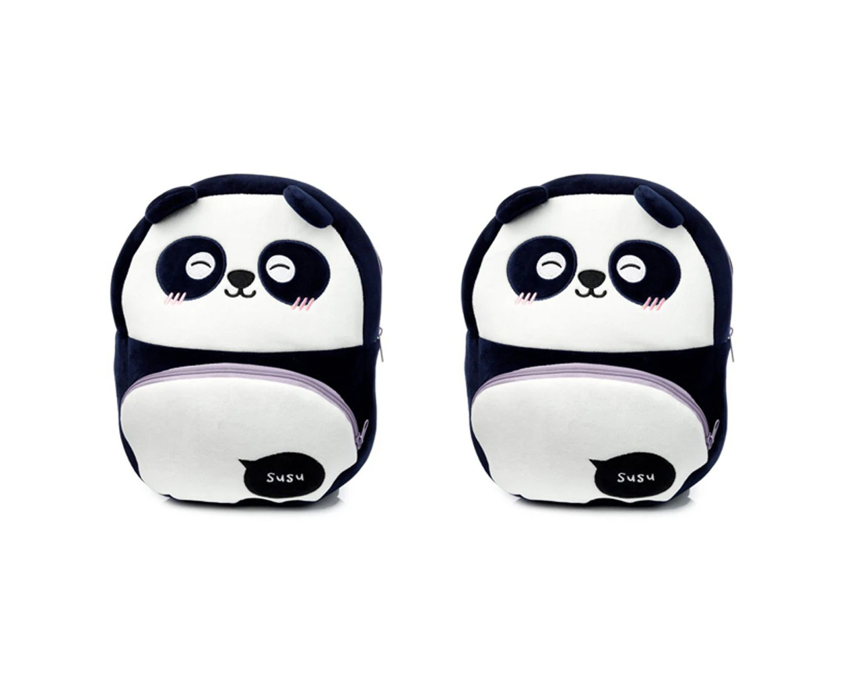 2x Adoramals 30cm Panda Backpack Kids/Toddler Travel School Animal Plush Bag