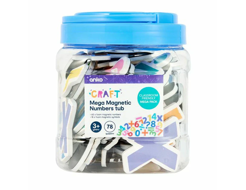 Mega Magnetic Numbers Tub, 78 Pieces - Anko