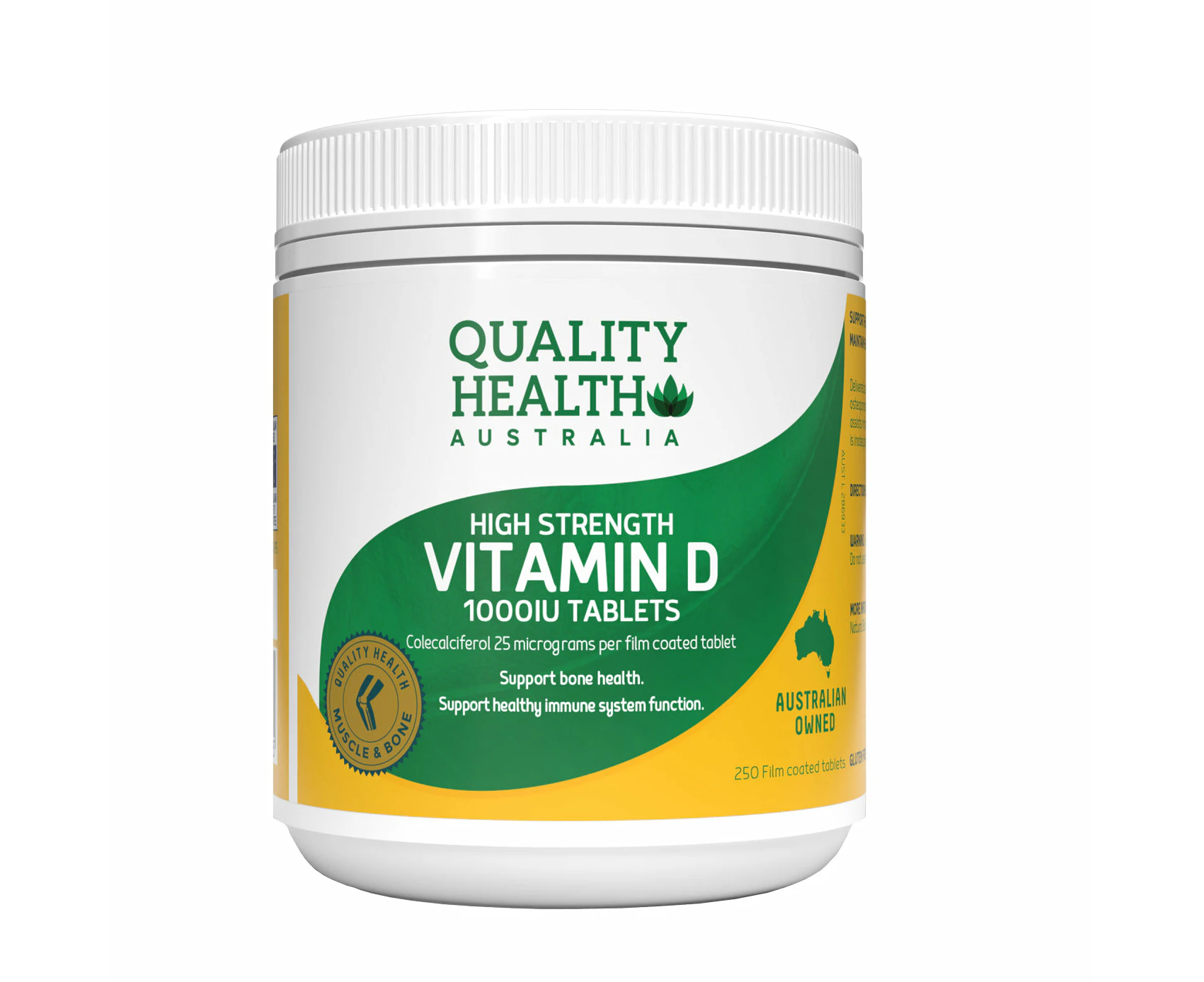 Quality Health High Strength Vitamin D 1000IU 250 Tablets