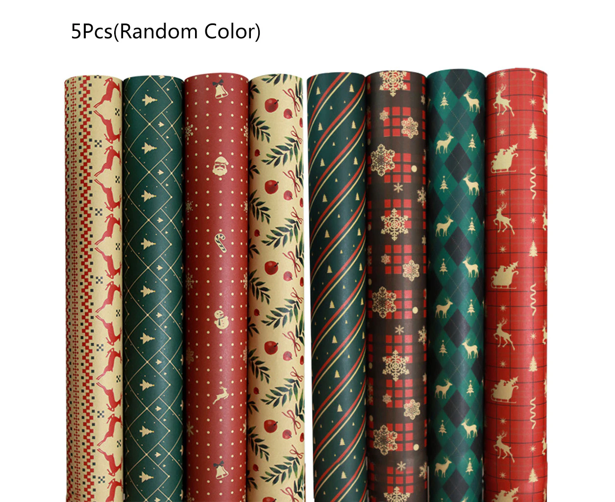 Christmas Wrapping Paper Kraft Paper with Snowflake Elk Pattern Gift Packaging