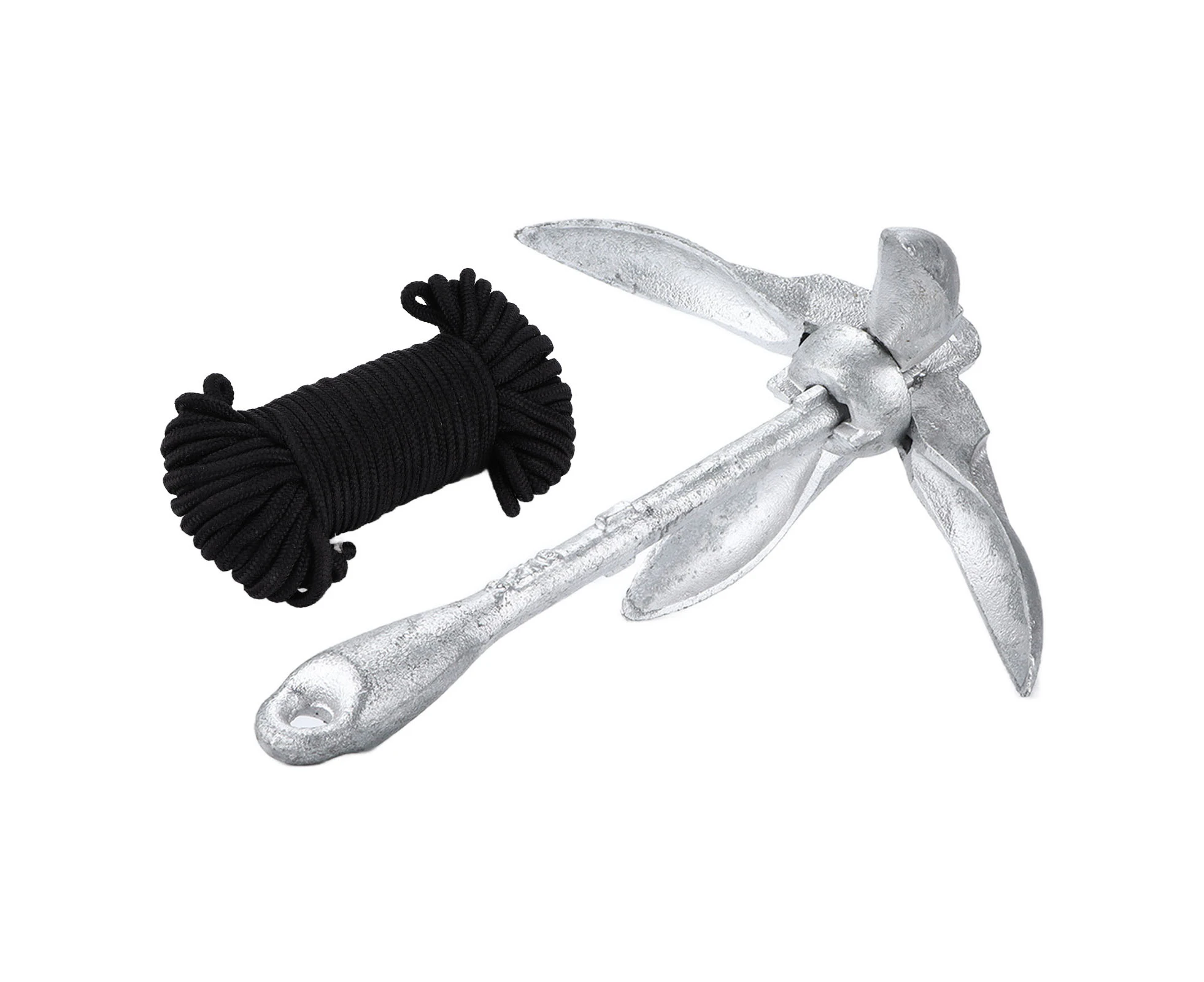 3.2kg Marine Anchor with 20m Rope Portable Folding Carbon Steel Galvanized for Boat Kayak