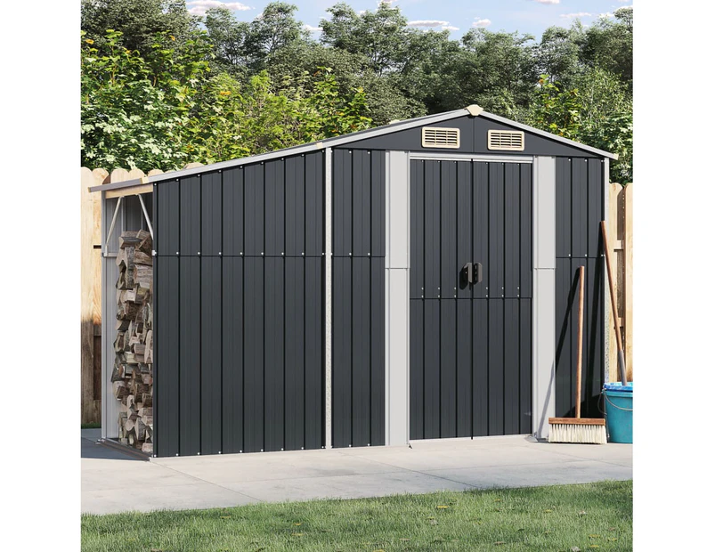 vidaXL Garden Shed Anthracite 277x93x179 cm Galvanised Steel