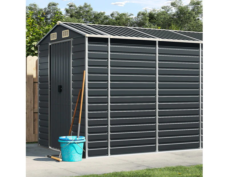 vidaXL Garden Shed Anthracite 191x555x198 cm Galvanised Steel