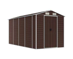 Nnevl Garden Shed Brown 191x385x198 Cm Galvanised Steel