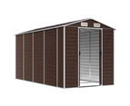 Nnevl Garden Shed Brown 191x385x198 Cm Galvanised Steel