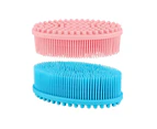 2 Pieces Exfoliating Silicone Body Scrubber Body Silicone Scrubber Brush (Blue and Pink)