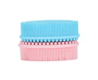 2 Pieces Exfoliating Silicone Body Scrubber Body Silicone Scrubber Brush (Blue and Pink)