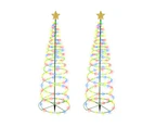 2pcs Solar Powered LED Christmas Tree Stake Light Outdoor Yard Garden Pathway Lights