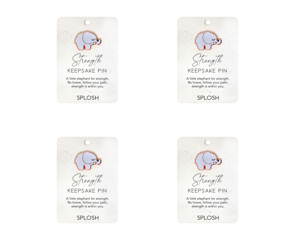 4x Splosh Strength Little Elephant Keepsake Pin Brooch Jewellery 7.5x11cm