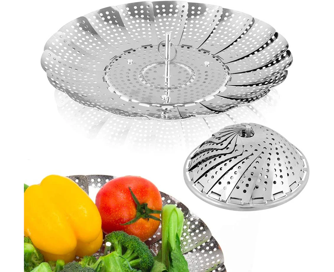 Vegetable Steamer Basket Stainless Steel Veggie Steamer Basket Folding Expandable Steamers