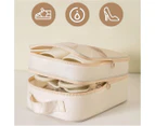 Shoe Storage Bag Large Capacity with Handle Oxford Cloth 3 Layers with Mesh Pocket Shoe Packaging Bag Daily Use-Beige