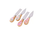 3x 2pc Splosh Picnic 13x2.5cm Retro Floral Cheese Knife Set Bamboo Handle