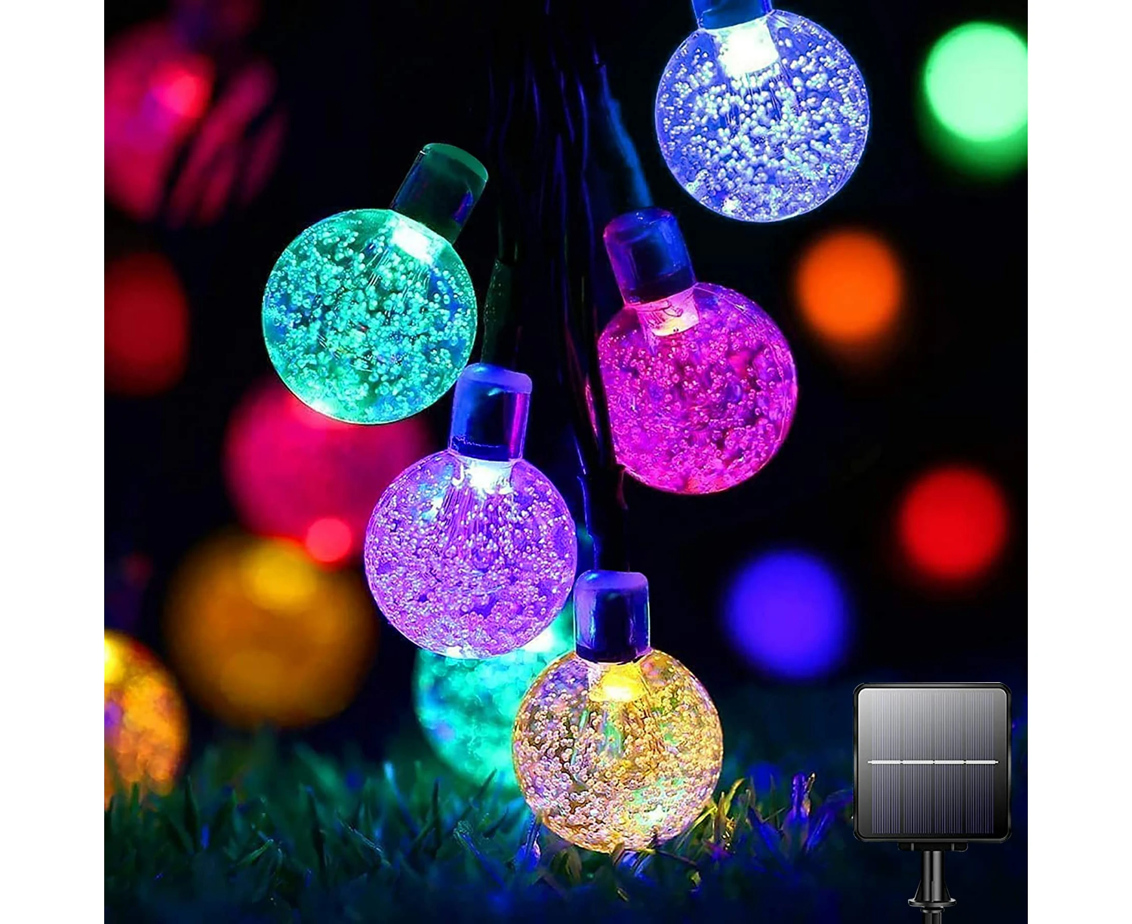 Solar String Lights Outdoor, 60 LED Crystal Globe Shaped Solar Lights 8 Modes 11M/36FT Waterproof for Garden Patio (Multicolor)