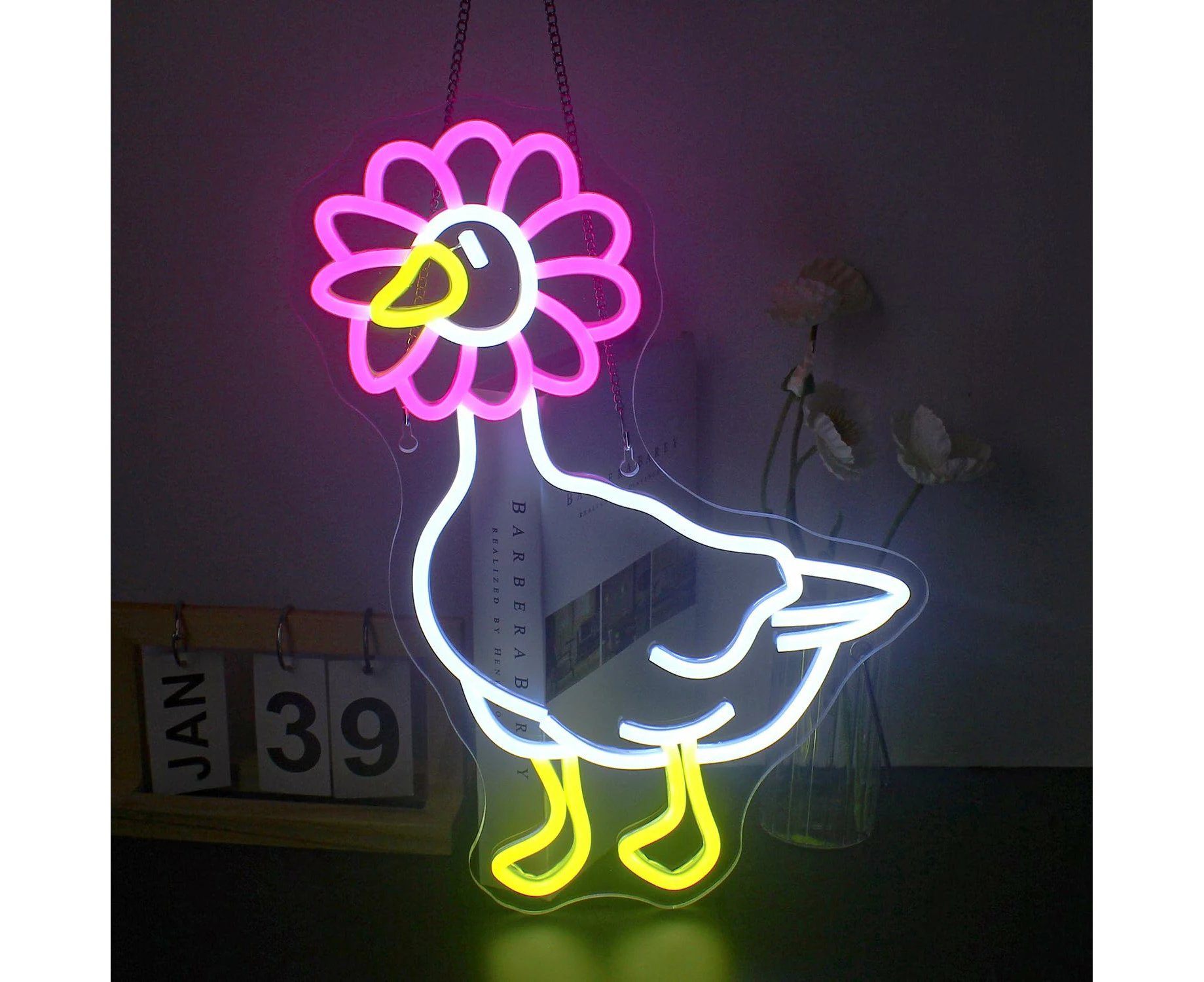 Daisy Duck Neon Sign for Wall Decor, USB Powered Dimmable Neon Light,Christmas Gifts