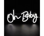 Oh Baby Neon Sign, LED Light Party Flex Clear Acrylic Neon Sign Wedding Party Decoration,White Light,42*17.5cm