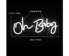 Oh Baby Neon Sign, LED Light Party Flex Clear Acrylic Neon Sign Wedding Party Decoration,White Light,42*17.5cm