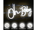 Oh Baby Neon Sign, LED Light Party Flex Clear Acrylic Neon Sign Wedding Party Decoration,White Light,42*17.5cm