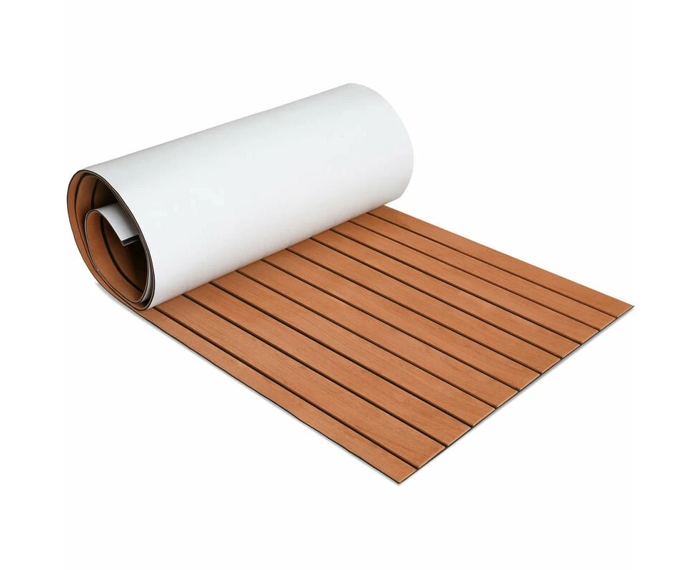 Self-Adhesive Marine Deck Flooring EVA Foam Teak Effect Brown 240x90cm