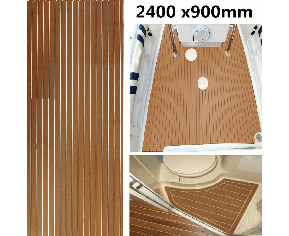 Self-Adhesive Marine Deck Flooring EVA Foam Teak Effect Brown 240x60cm