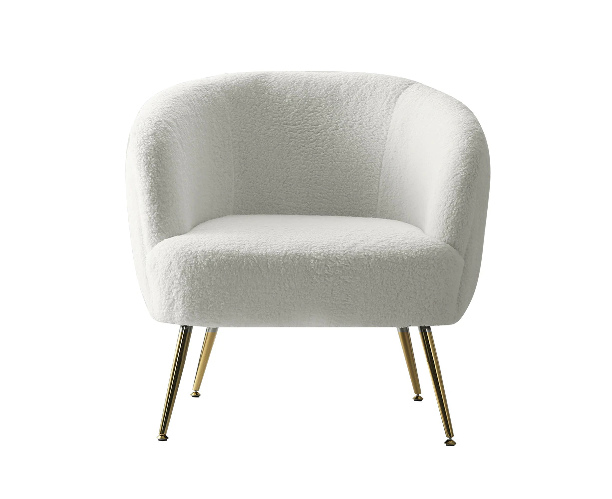 Armchair Lounge Chair Accent Chairs Armchairs Sherpa Boucle Sofa- White