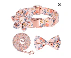 Floral Orange S 4-Piece Set Sunflower Pet Collar Cotton Breathable Dog Collar Chrysanthemum Print