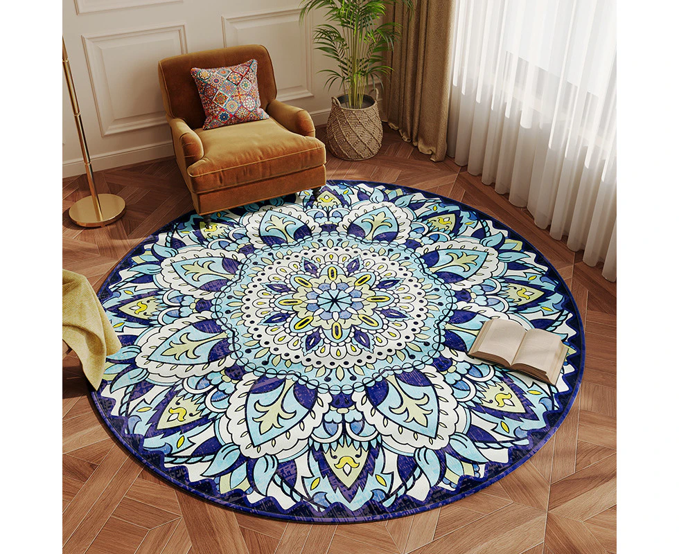 Round Area Rug,Diameter 80cm,Washable Round Bedroom Rugs Non-Slip Throw Circle Rug-Purple