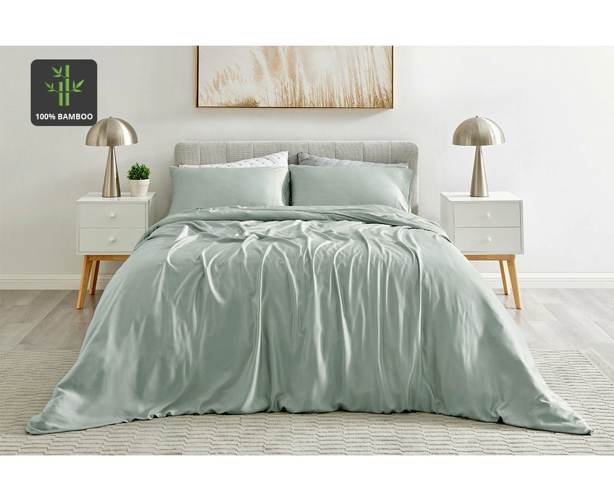 Ovela 100% Natural Bamboo Quilt Cover Set - Mint