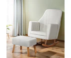 Rocking Chair Armchair Linen Fabric - Beige