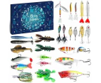 Fishing Advent Calendar for Men Teen Boys,Fishing Lure Christmas Gifts,24 Days Topwater Lures Fishing Spoons Minnow Popper