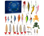 Advent Calendar Fishing Christmas Countdown - 24 Days Fishing Lures Set for Fisher Adult Men Teen Boys - Christmas Surprise Gift