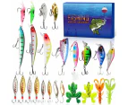 Fishing Lure Advent Calendar,24 Days Xmas Countdown Gift for Anglers with Topwater Lures,Minnow,Crankbait,VIB