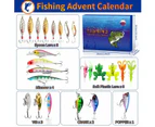 Fishing Lure Advent Calendar,24 Days Xmas Countdown Gift for Anglers with Topwater Lures,Minnow,Crankbait,VIB