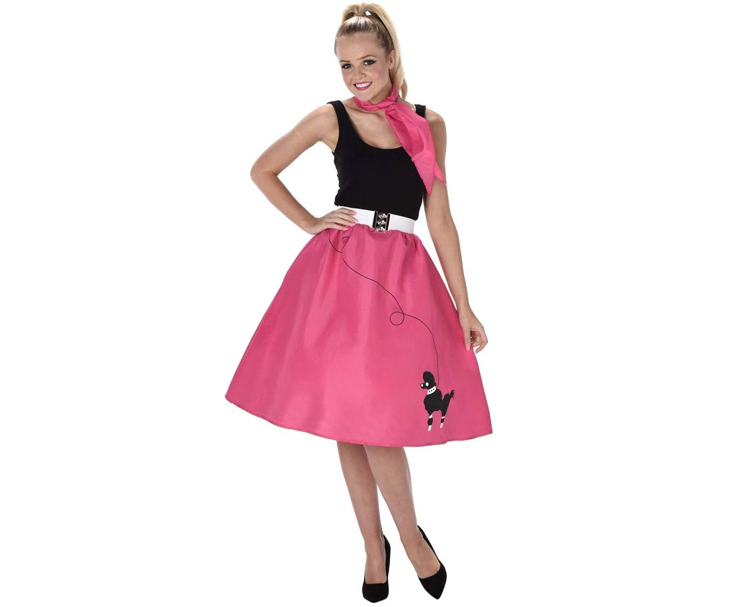 Dark Pink 1950s Poodle Skirt Womens Costume