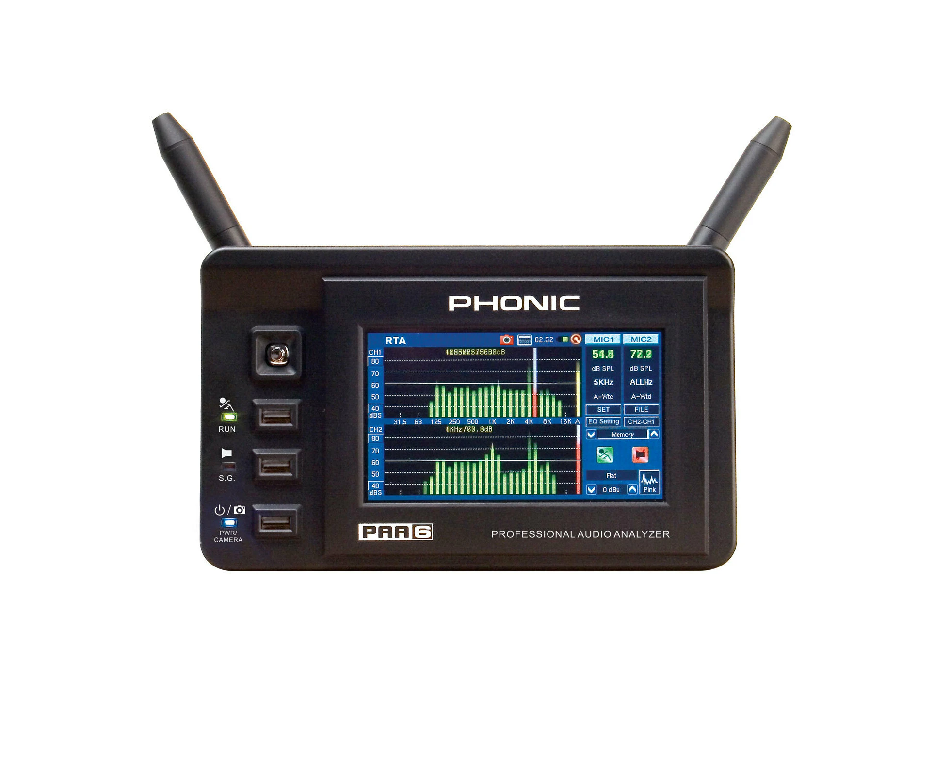 Phonic PAA6 2-Channel Audio Analyser with Colour Touch LCD