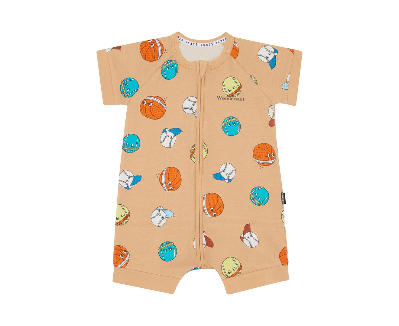 Bonds Baby/Toddler Short Sleeve Zip Romper - Hit Bounce Serve/Sand