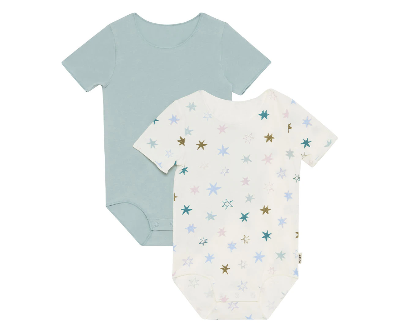 Bonds Baby Wonderbodies Long Sleeve Bodysuit 2-Pack - Dreamy Stardust/Green Forest