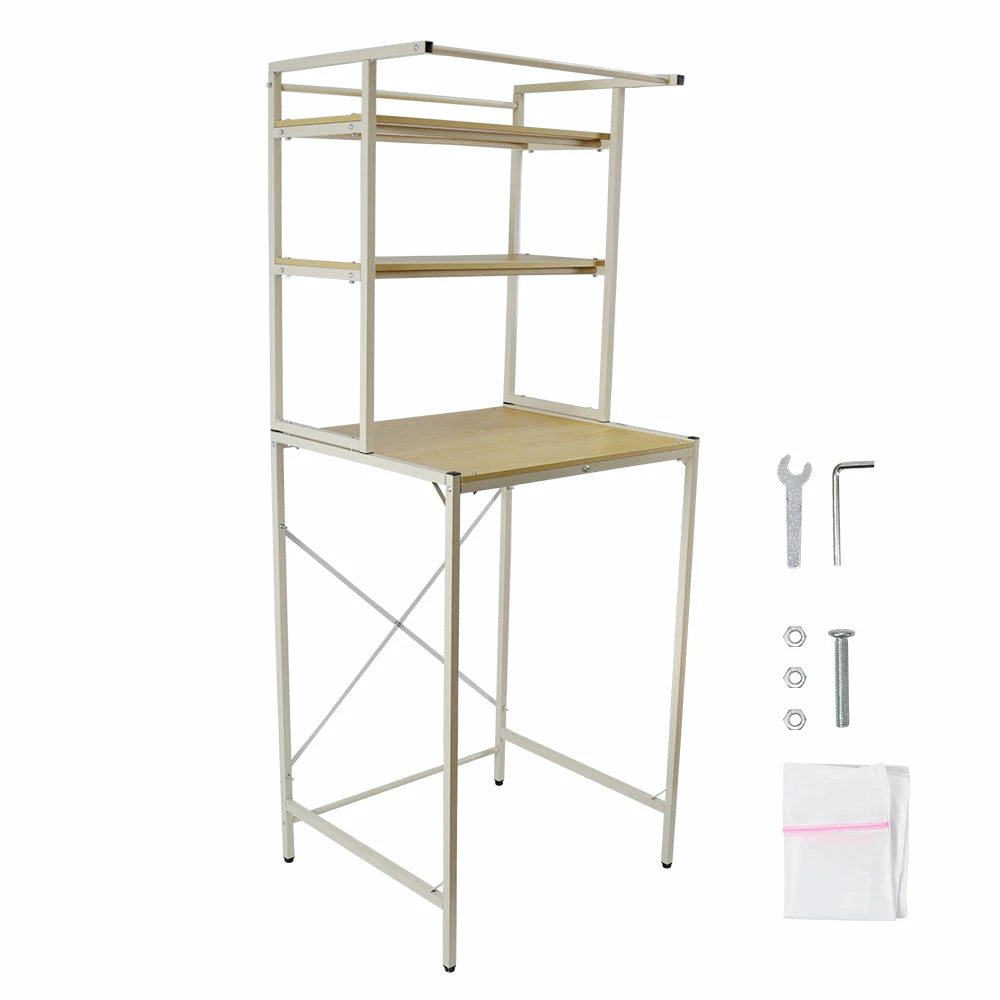 Heavy Duty Metal 3 Tier Over Washing Machine Storage Rack Shelf Strong Bearing Organizer Stand For Front Load Washing Machine Dryer Space Saving